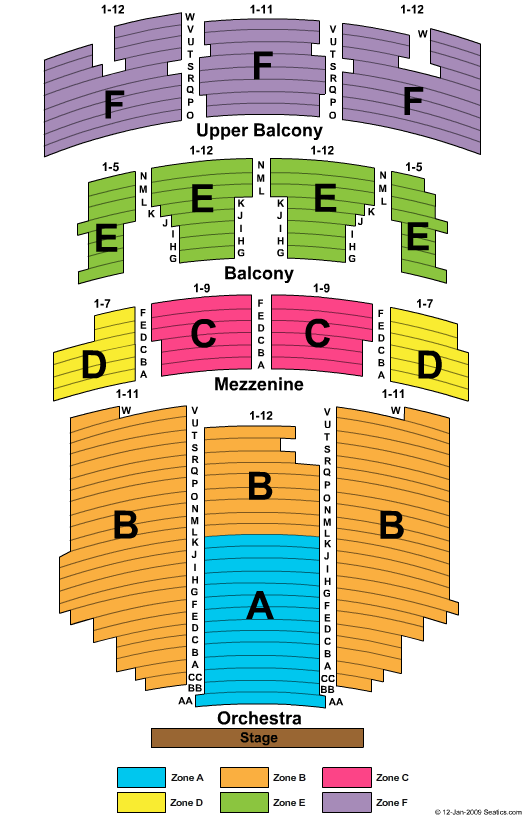 Paramount Theatre - Austin, TX End Stage Zone Seating Chart